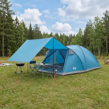 Tenda Capanna con tetto Blu 8 persone Poliestere e Acciaio
