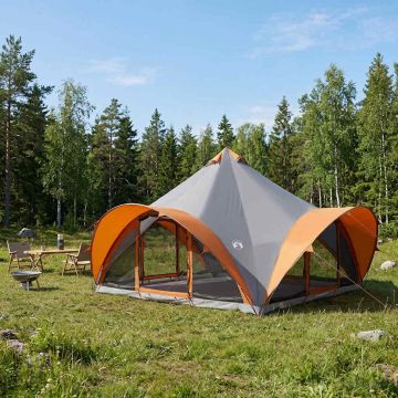 Tenda Tipi Grigio e arancione 18 Persone Poliestere e Acciaio