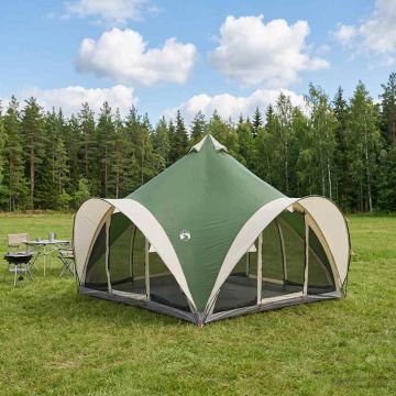 Tenda Tipi con tetto Verde 6 persone Poliestere e Acciaio