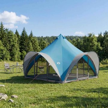 Tenda Tipi con tetto Blu 6 persone Poliestere e Acciaio
