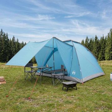Tenda da campeggio 4 persona Blu Poliestere e Acciaio