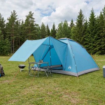 Tenda da campeggio 6 persona Blu Poliestere e Acciaio