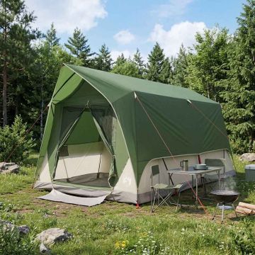 Tenda a tunnel con tetto Verde 8 persone Poliestere e Acciaio