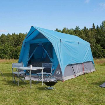 Tenda a tunnel con tetto Blu 8 persone Poliestere e Acciaio