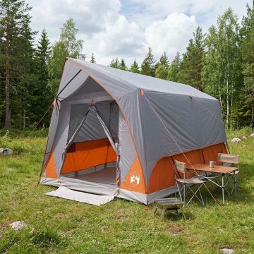 Tenda a tunnel con tetto Grigio e arancione 8 persone