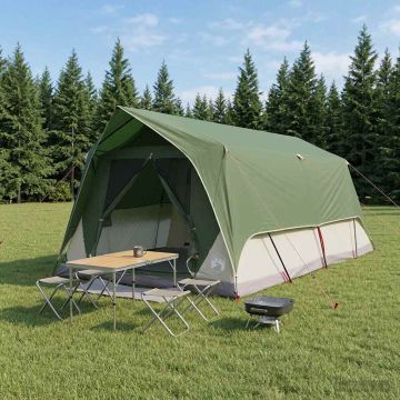 Tenda a tunnel con tetto Verde 10 persone Poliestere e Acciaio