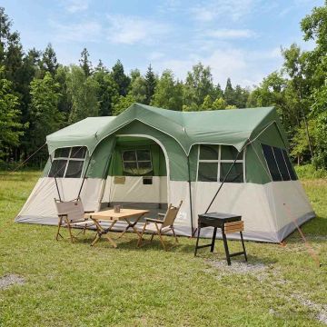 Tenda Familiare 487 x 340 x 216 cm Verde Poliestere e Acciaio