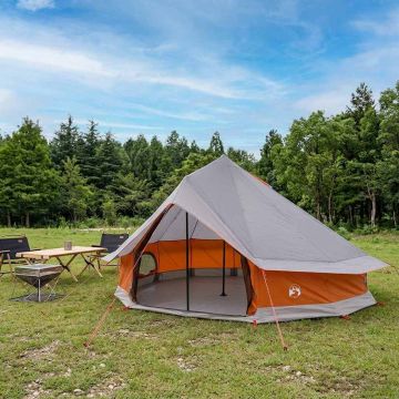 Tenda Tipi 18 persona Grigio e arancione Poliestere e Acciaio