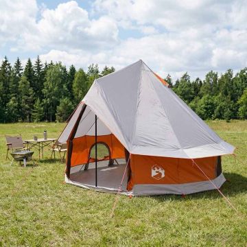 Tenda Tipi 4 persona Grigio e arancione Poliestere e Acciaio