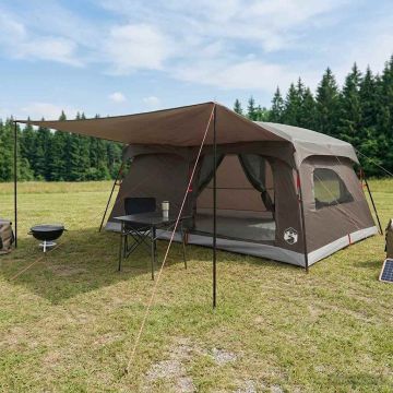Tenda Familiare 14 persona Marrone Grigio Poliestere e Acciaio