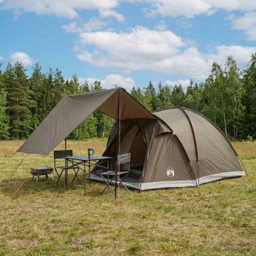 Tenda Capanna 4 persona Marrone grigio Poliestere e Acciaio