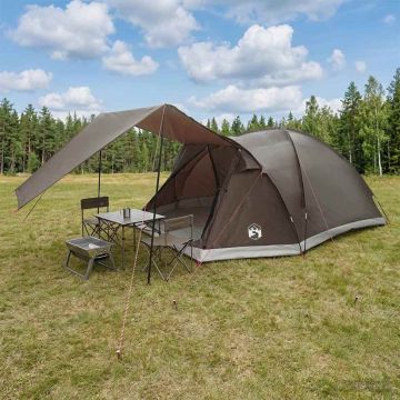 Tenda Capanna 6 persona Marrone grigio Poliestere e Acciaio