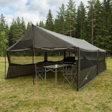 Tenda Familiare con tetto Marrone grigio 600 x 400 x 268 cm