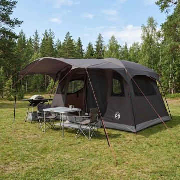 Tenda a tunnel 10 persona Marrone Grigio Poliestere e Acciaio