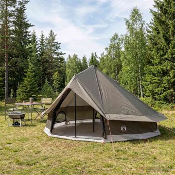 Tenda Tipi 18 persona Marrone Grigio Poliestere e Acciaio