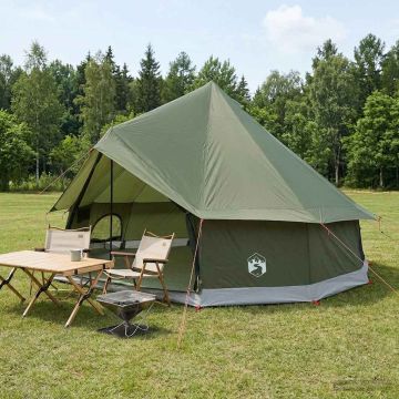 Tenda Tipi 8 persona Verde Oliva Poliestere e Acciaio