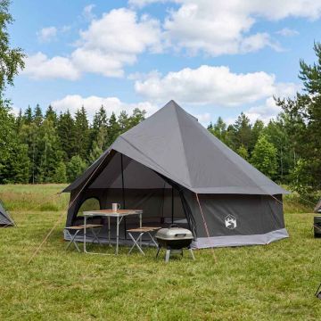 Tenda Tipi 12 persona Marrone Grigio Poliestere e Acciaio