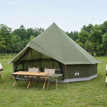 Tenda Tipi 10 persona Verde Oliva Poliestere e Acciaio