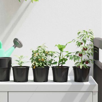 Vaso Rotondo per Fiori 200 pz Nero Ø 10 x 8 cm Plastica
