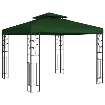 Gazebo 3 x 3 x 2,68 m Verde Poliestere e Acciaio