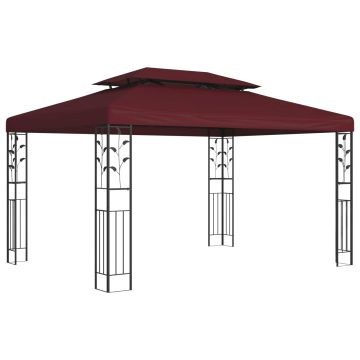 Gazebo 3,97 x 2,96 x 2,68 m Rosso Vino Poliestere e Acciaio