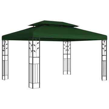 Gazebo 3,97 x 2,96 x 2,68 m Verde Poliestere e Acciaio