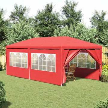 Tenda Party 600 x 300 x 255 cm Rosso PE e Acciaio