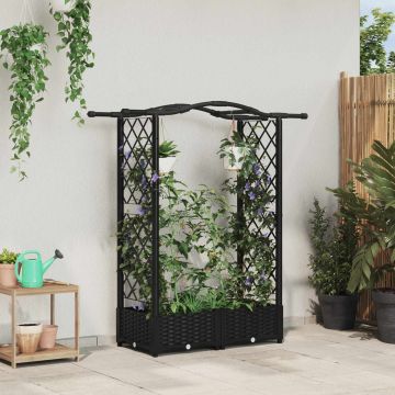 Letto Rialzato con Griglia e Tetto Nero 124 x 40 x 123 cm PP
