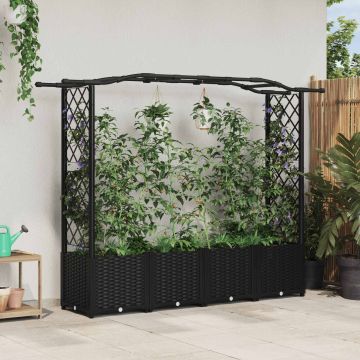Letto Rialzato con Griglia e Tetto Nero 204 x 40 x 138 cm PP