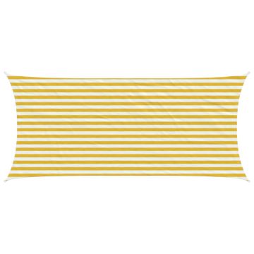 Telo Ombra 2 x 5 m HDPE Rettangolare Giallo e Bianco