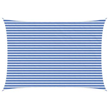 Telo Ombra 3,5 x 4,5 m HDPE Rettangolare Blu e Bianco