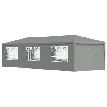 Tenda Party 900 x 300 x 255 cm Grigio Chiaro PE e Acciaio