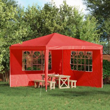 Parete per tenda da festa 2 pz 300 x 195 cm Rosso PE e Acciaio