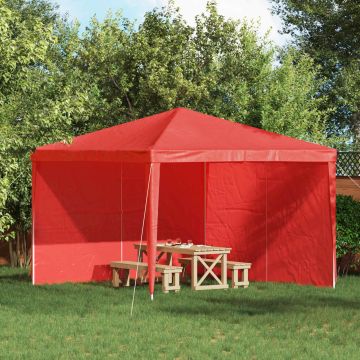 Parete per tenda da festa 2 pz 300 x 195 cm Rosso PE e Acciaio