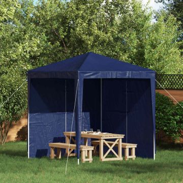 Parete per tenda da festa 2 pz 200 x 195 cm Blu PE e Acciaio