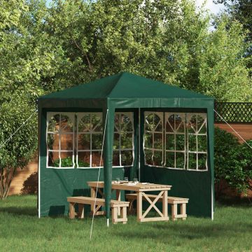 Parete per tenda da festa 2 pz 200 x 195 cm Verde PE e Acciaio