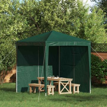 Parete per tenda da festa 2 pz 200 x 195 cm Verde PE e Acciaio