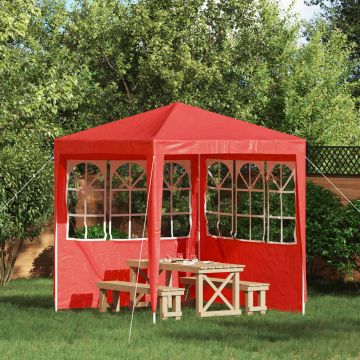 Parete per tenda da festa 2 pz 200 x 195 cm Rosso PE e Acciaio