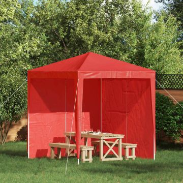Parete per tenda da festa 2 pz 200 x 195 cm Rosso PE e Acciaio