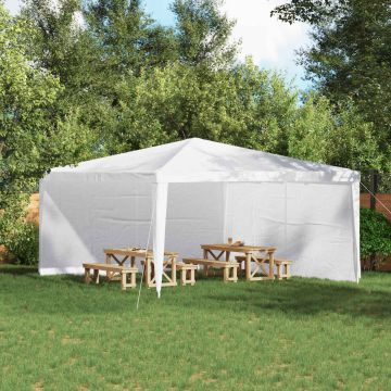 Parete per tenda da festa 2 pz 400 x 195 cm Bianco PE e Acciaio