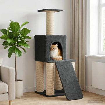 Albero per gatti con pali per graffiare in sisal Grigio Scuro