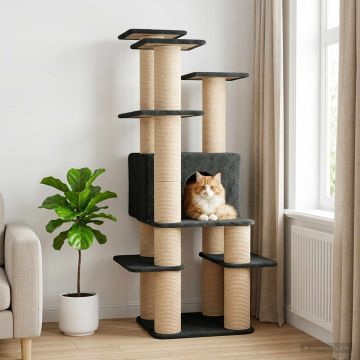 Albero per gatti con pali per graffiare in sisal Grigio Scuro