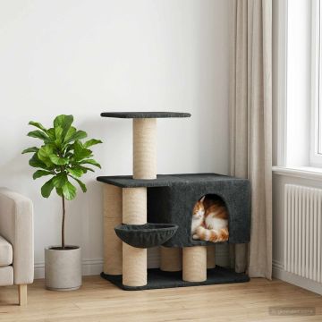 Albero per gatti con pali per graffiare in sisal Grigio Scuro