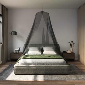 Rete per zanzare per letto 156 mesh Nero ⌀56 x 220 cm