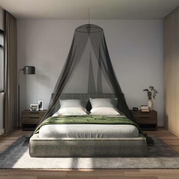 Rete per zanzare per letto 156 mesh Nero ⌀56 x 220 cm