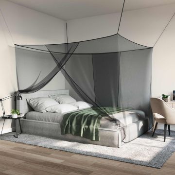 Rete per zanzare per letto 156 mesh Nero 220 x 200 x 210 cm