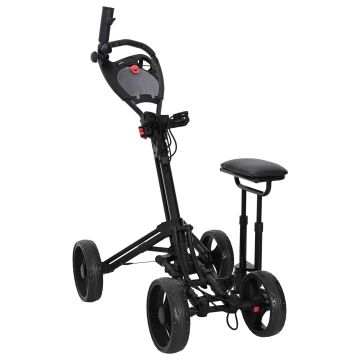 Carrello da golf con sedile Nero Alluminio Pieghevole