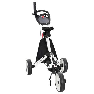 Carrello da golf Nero e Bianco Alluminio Pieghevole