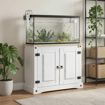 Supporto per Acquario CORONA Bianco e marrone 81,5 x 37 x 73 cm