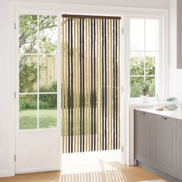 Tenda per insetti in chenille Marrone Scuro e Beige 90 x 200 cm